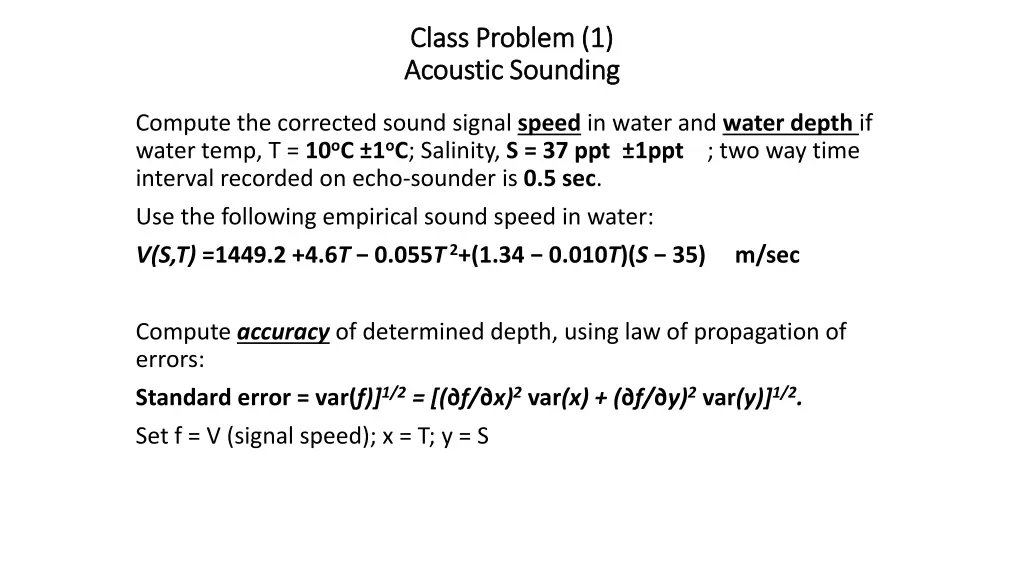 class problem 1 class problem 1 acoustic sounding