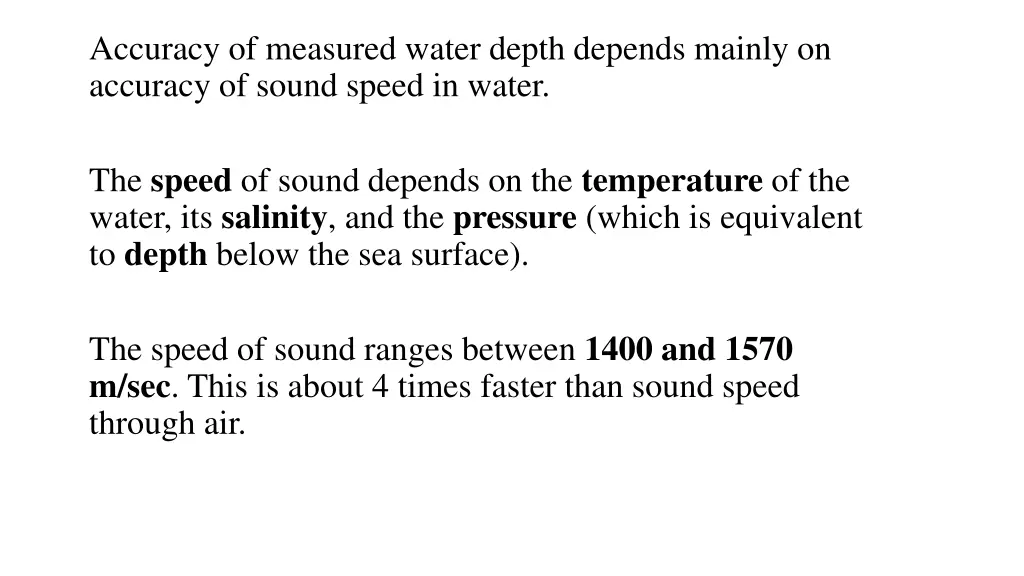 sound speed in water sound speed in water