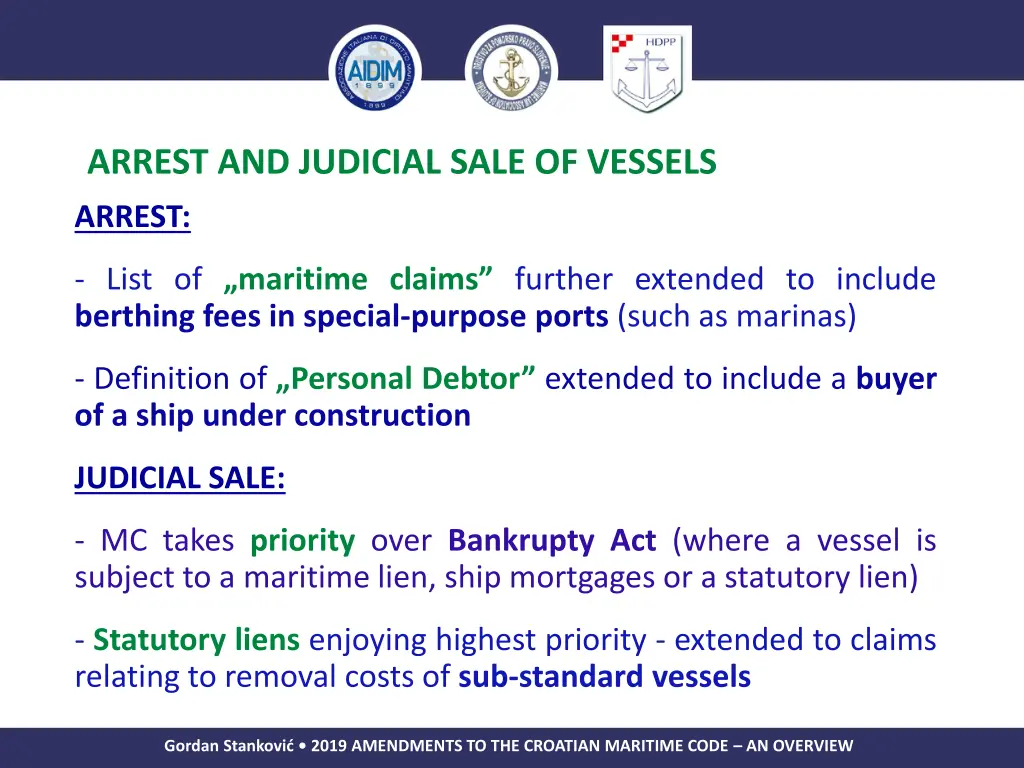 arrest and judicial sale of vessels