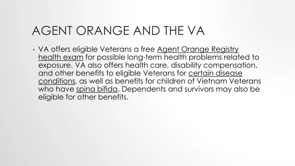 agent orange and the va