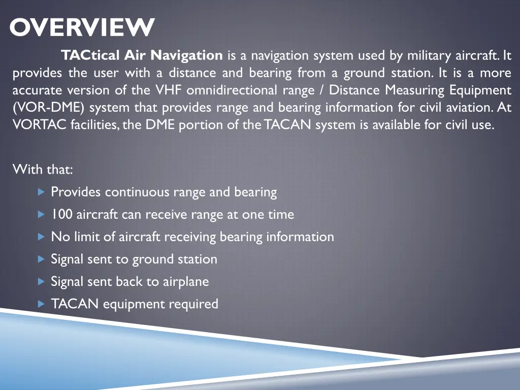 overview tactical air navigation is a navigation