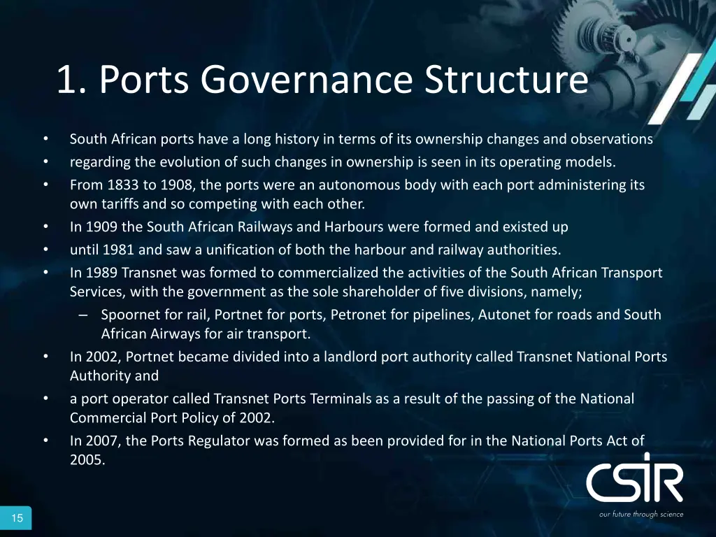 1 ports governance structure