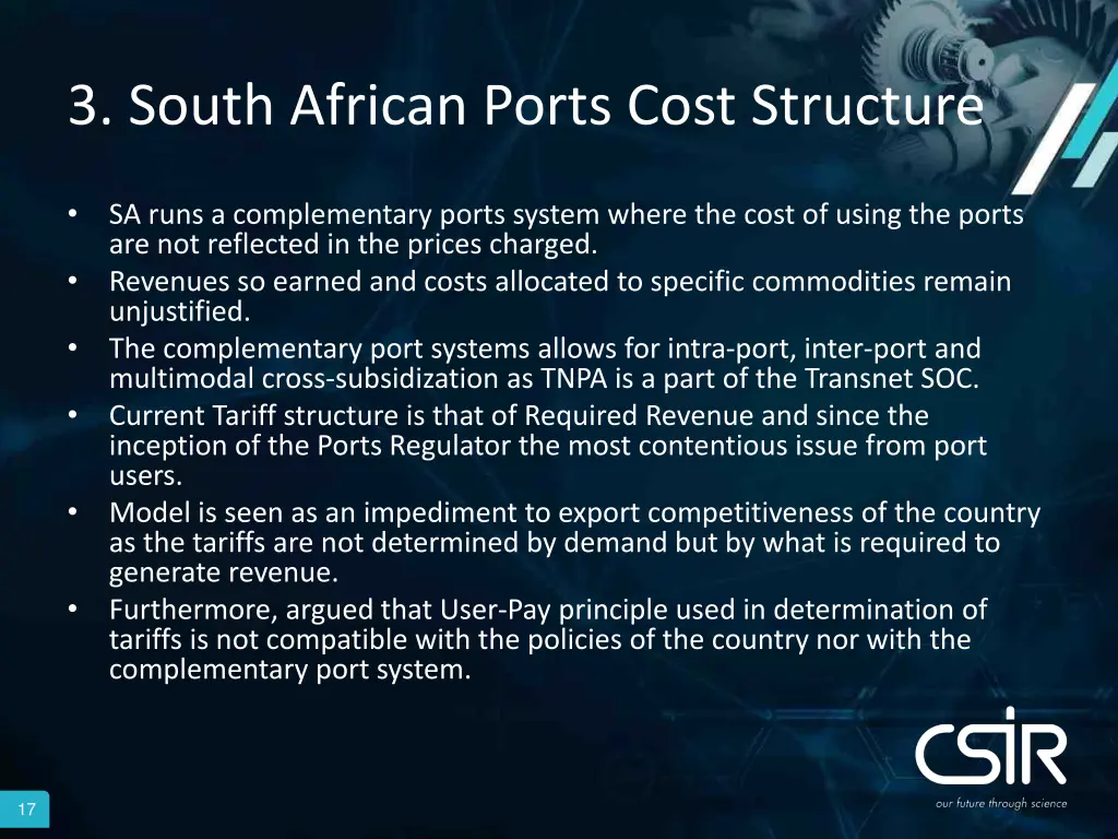 3 south african ports cost structure