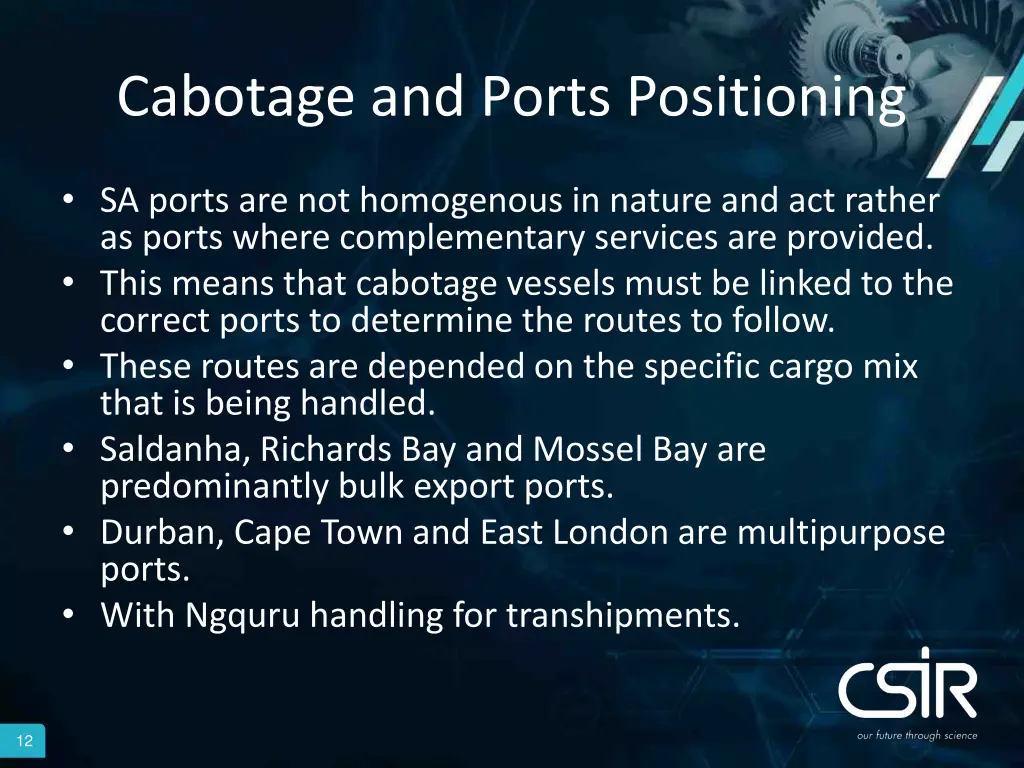 cabotage and ports positioning