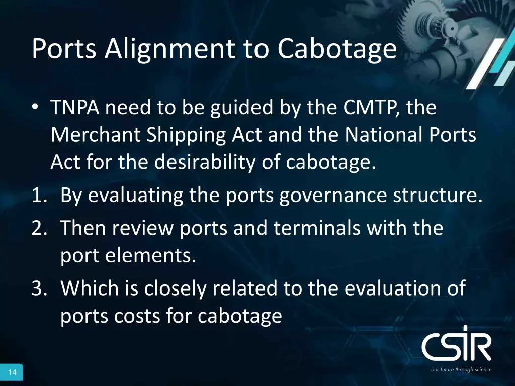 ports alignment to cabotage