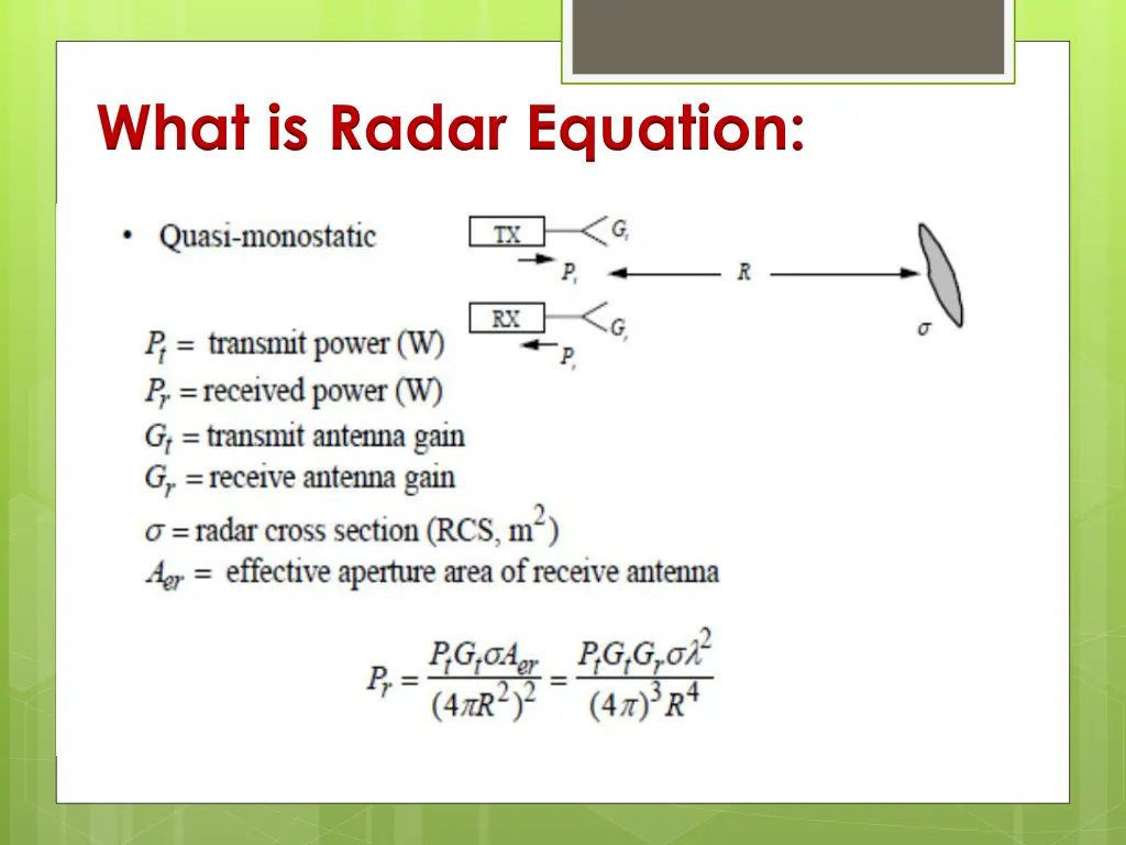 what is radar equation