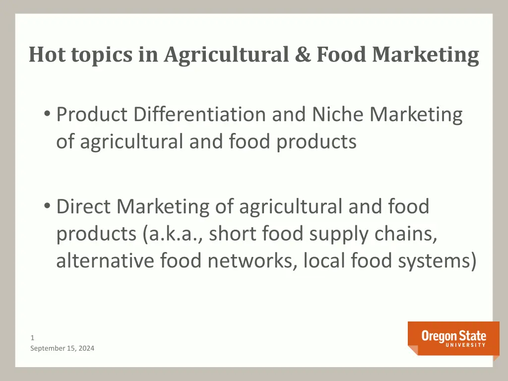 hot topics in agricultural food marketing