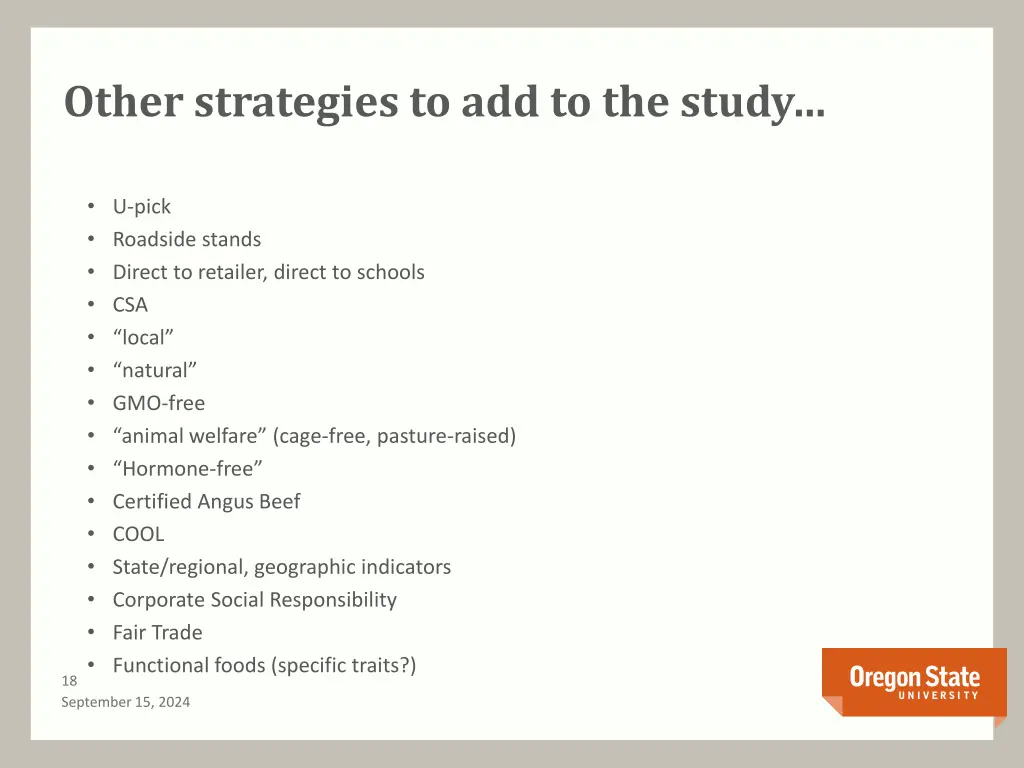 other strategies to add to the study