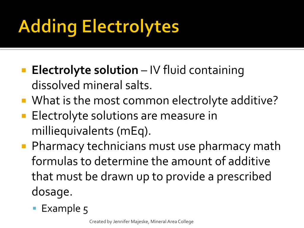 electrolyte solution iv fluid containing