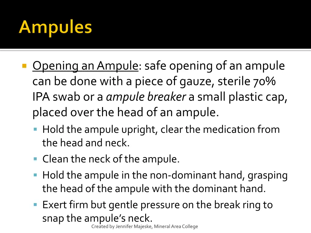 opening an ampule safe opening of an ampule