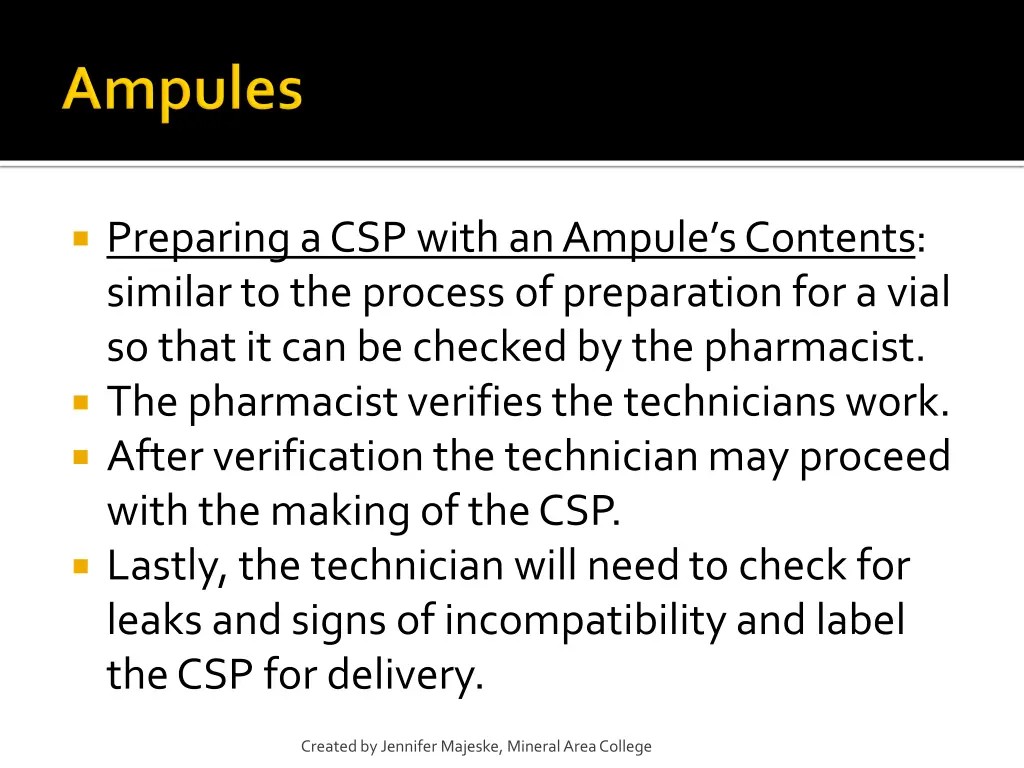 preparing a csp with an ampule s contents similar