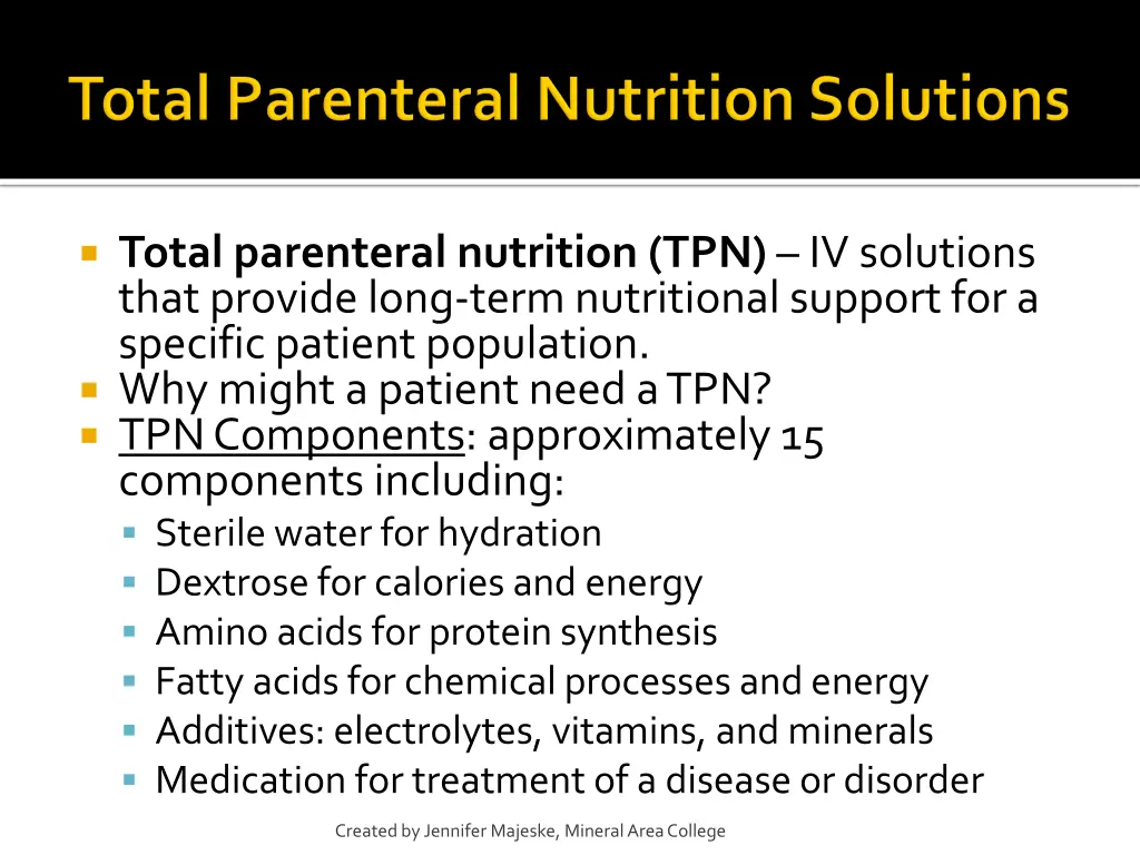 total parenteral nutrition tpn iv solutions that