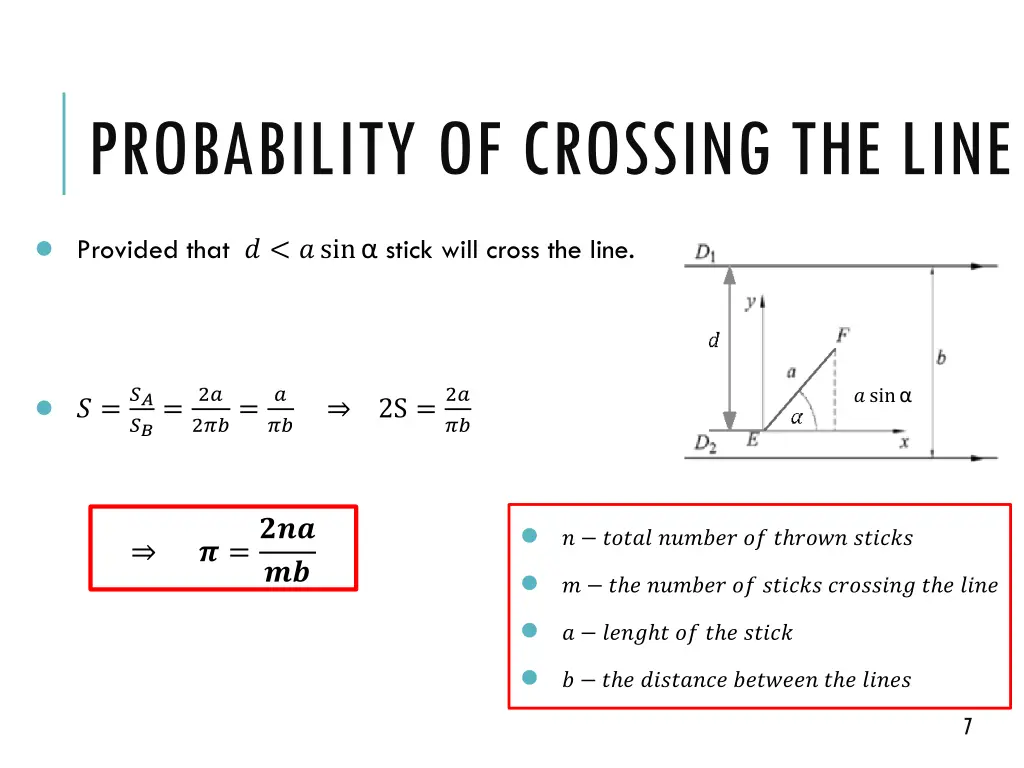 probability of crossing the line 2