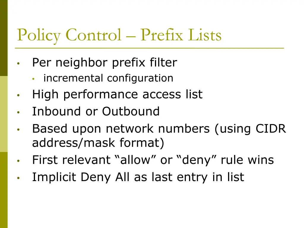 policy control prefix lists