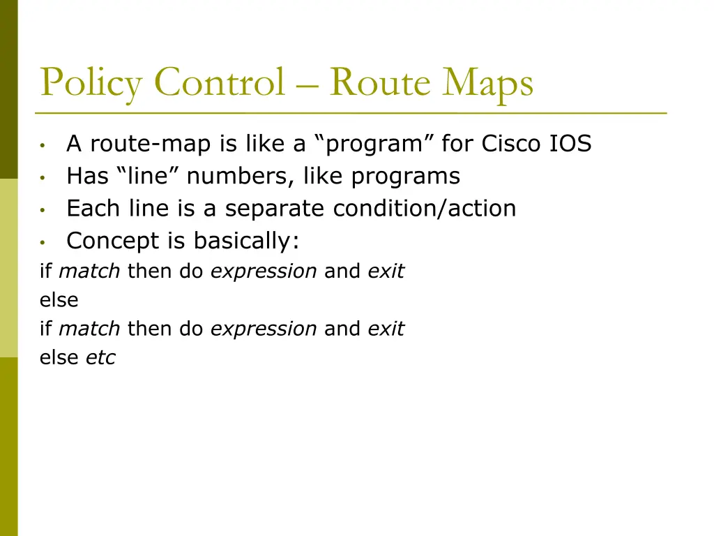 policy control route maps