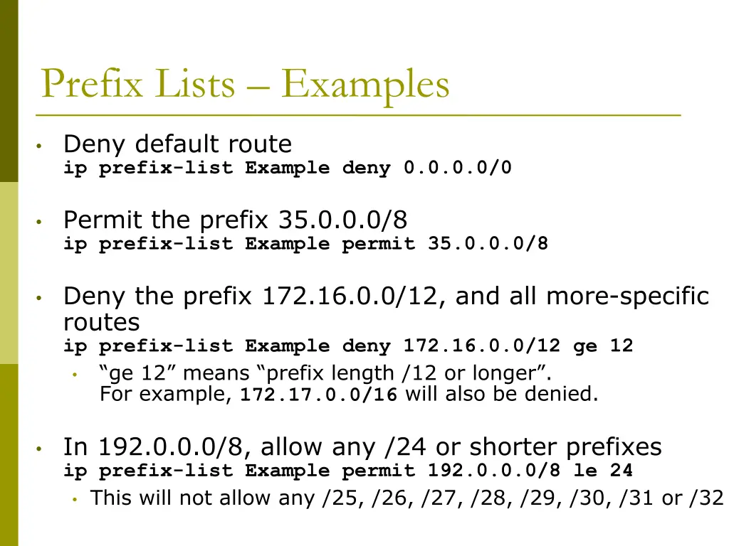 prefix lists examples