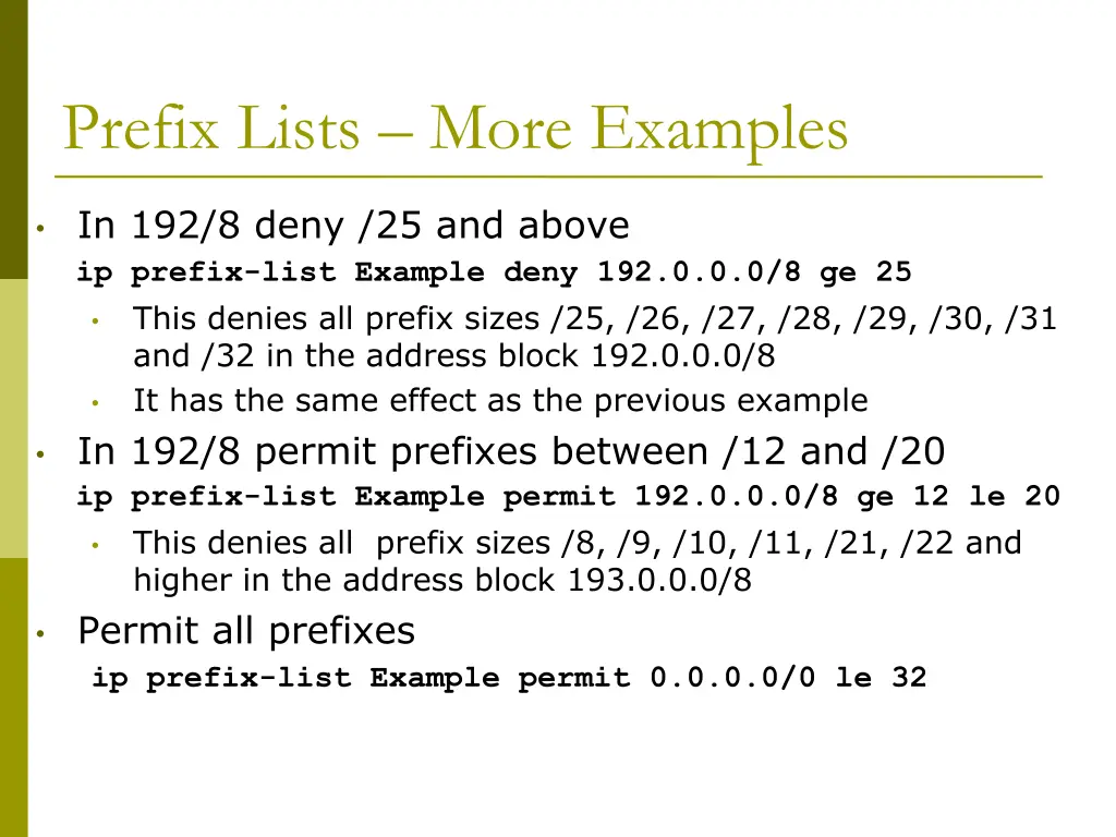 prefix lists more examples