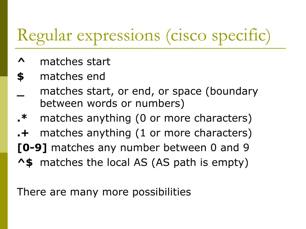 regular expressions cisco specific