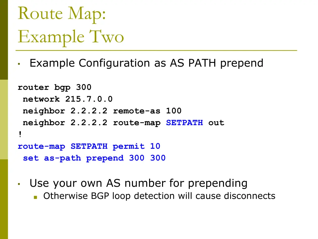 route map example two