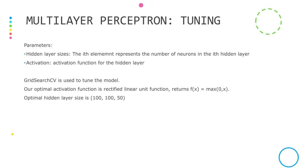 multilayer perceptron tuning