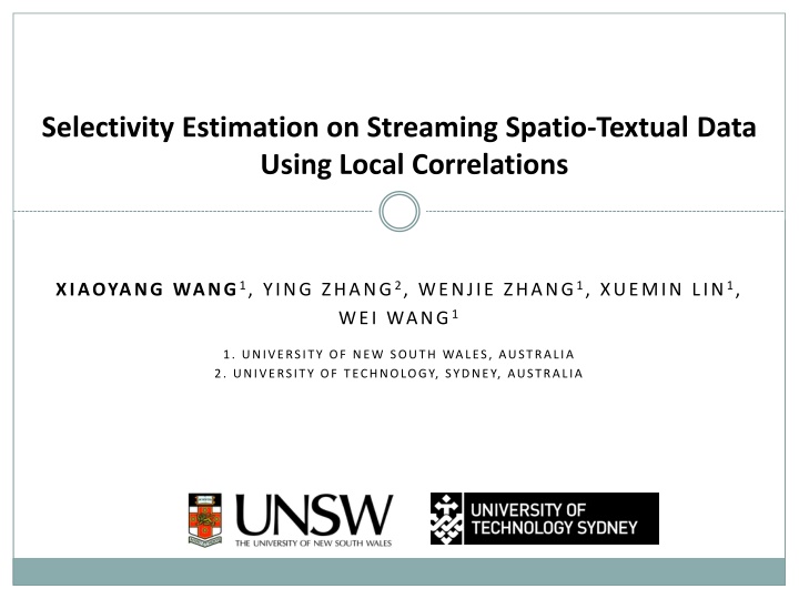 selectivity estimation on streaming spatio