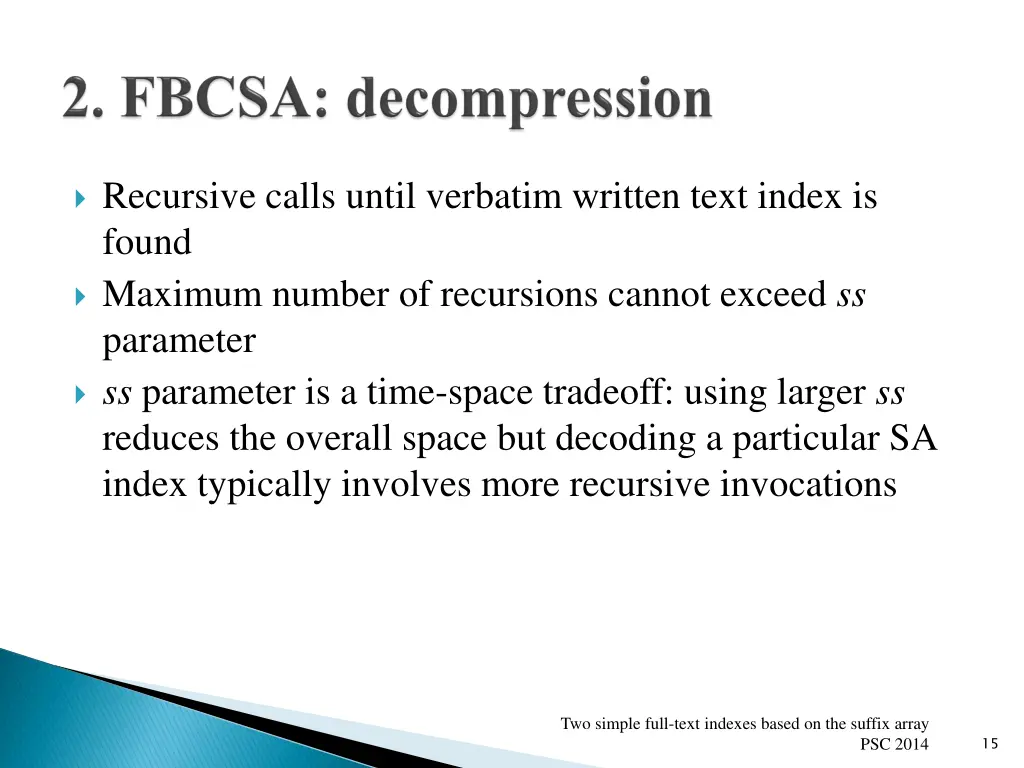 recursive calls until verbatim written text index