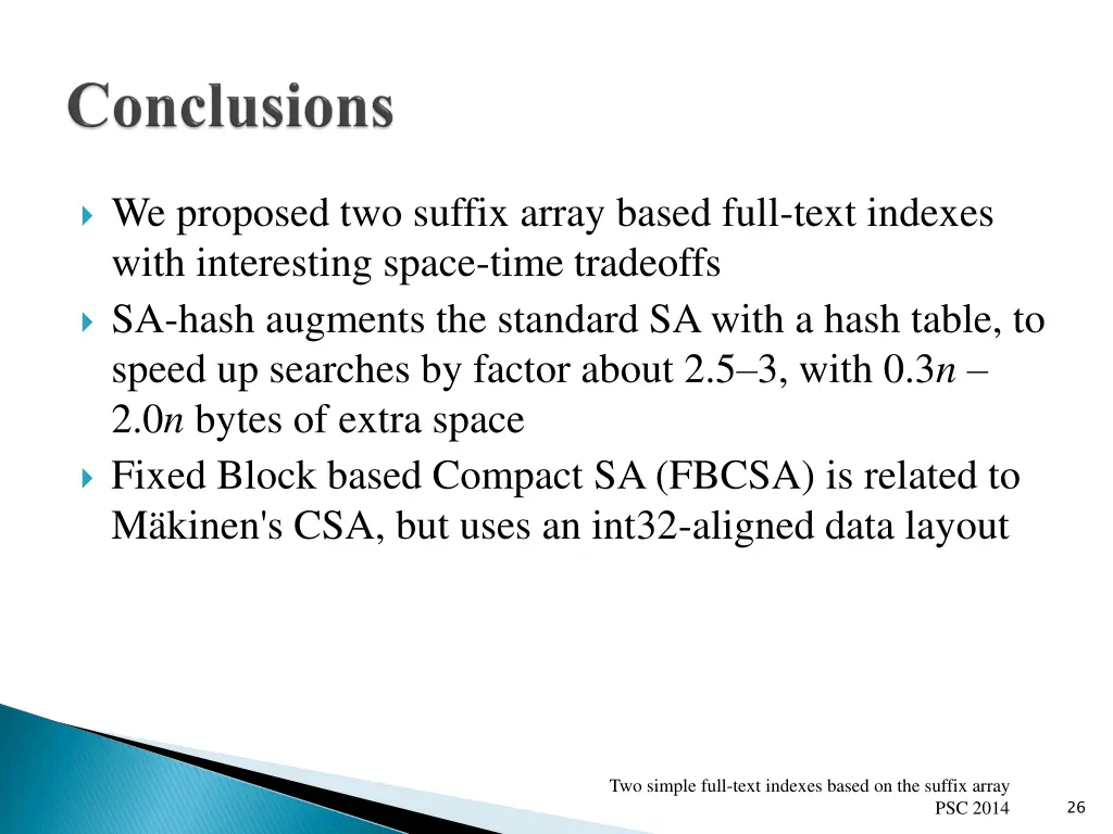 we proposed two suffix array based full text