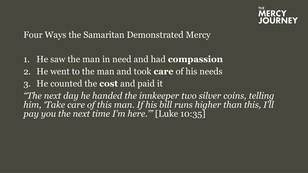 four ways the samaritan demonstrated mercy 2