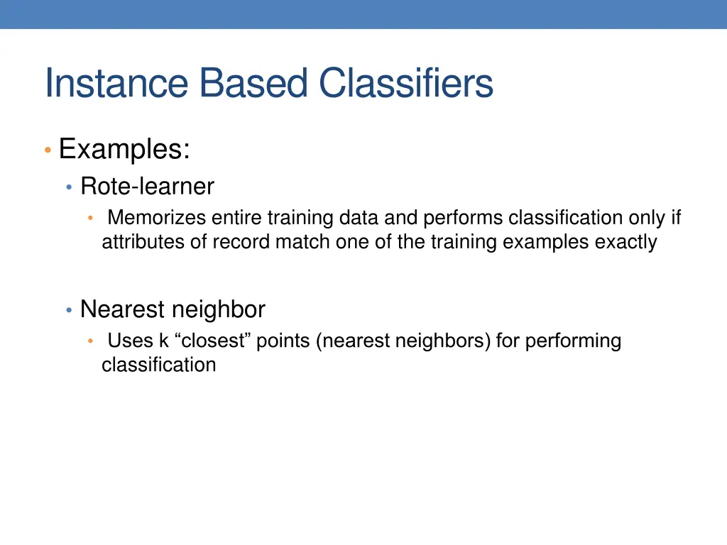 instance based classifiers 1