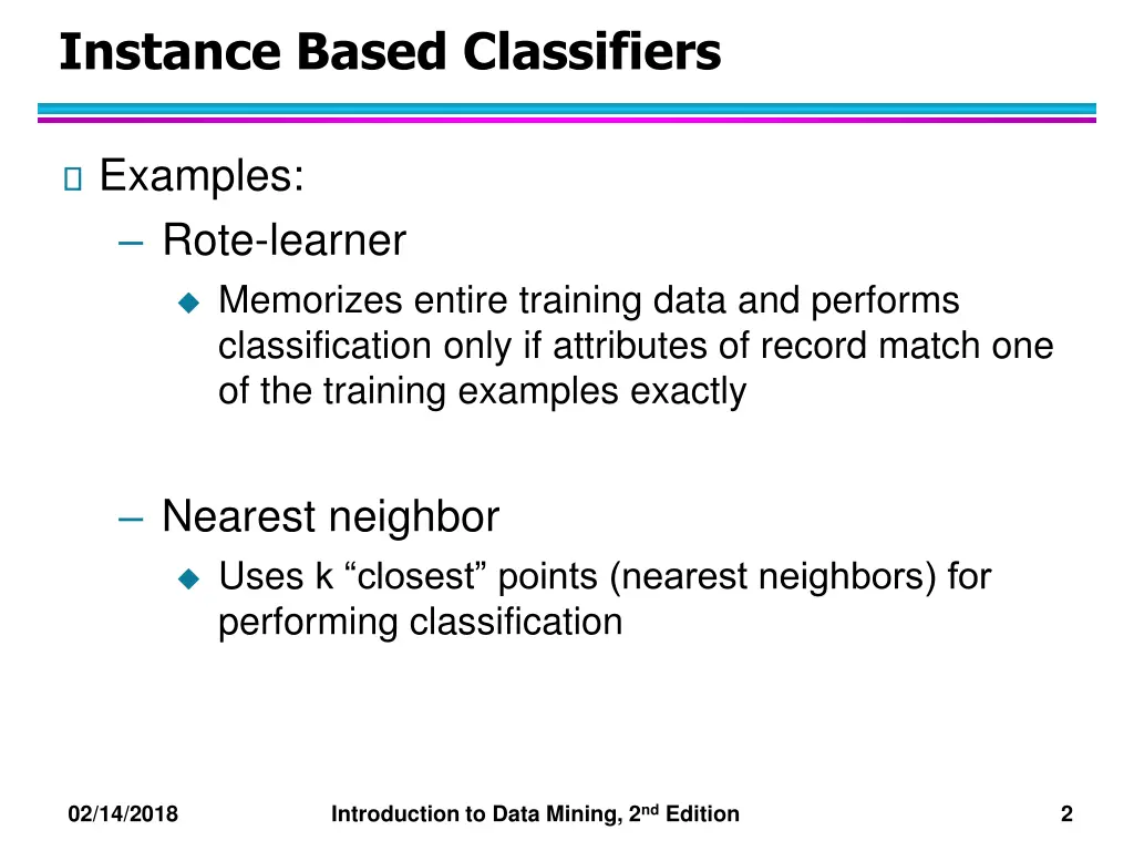 instance based classifiers