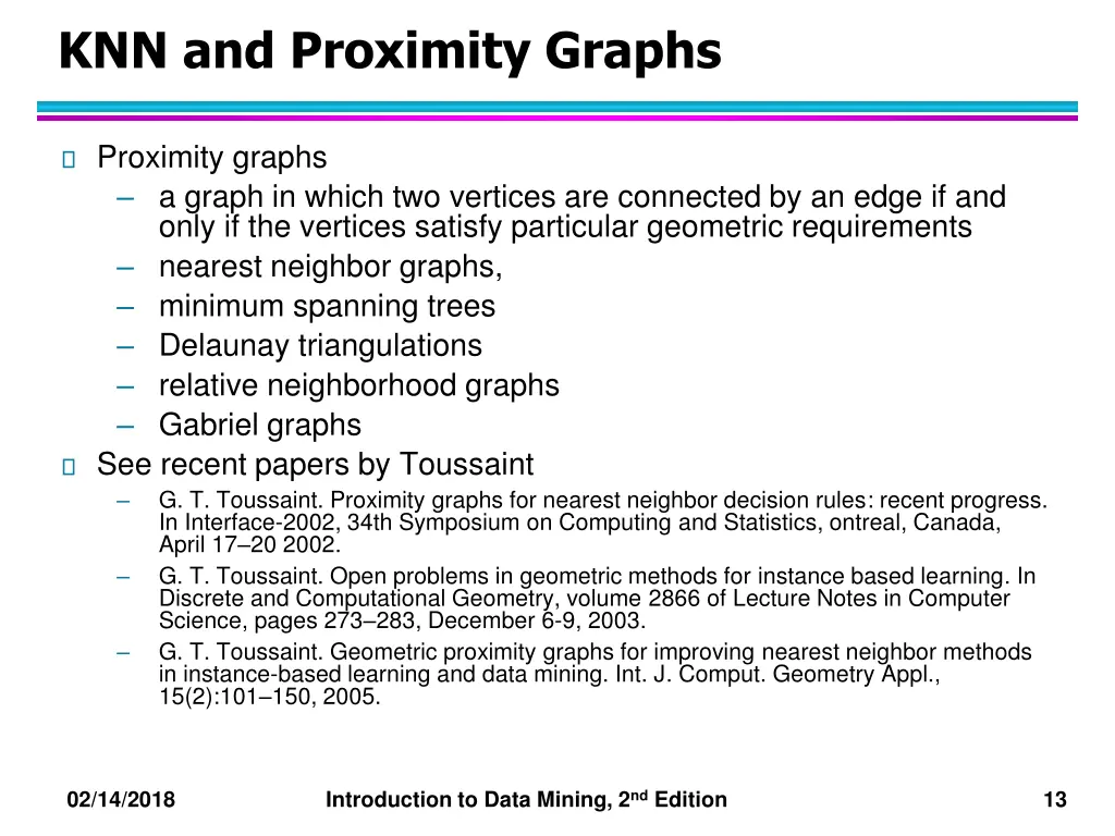 knn and proximity graphs