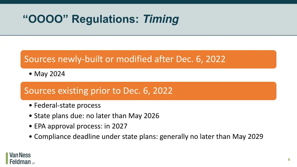 oooo regulations timing