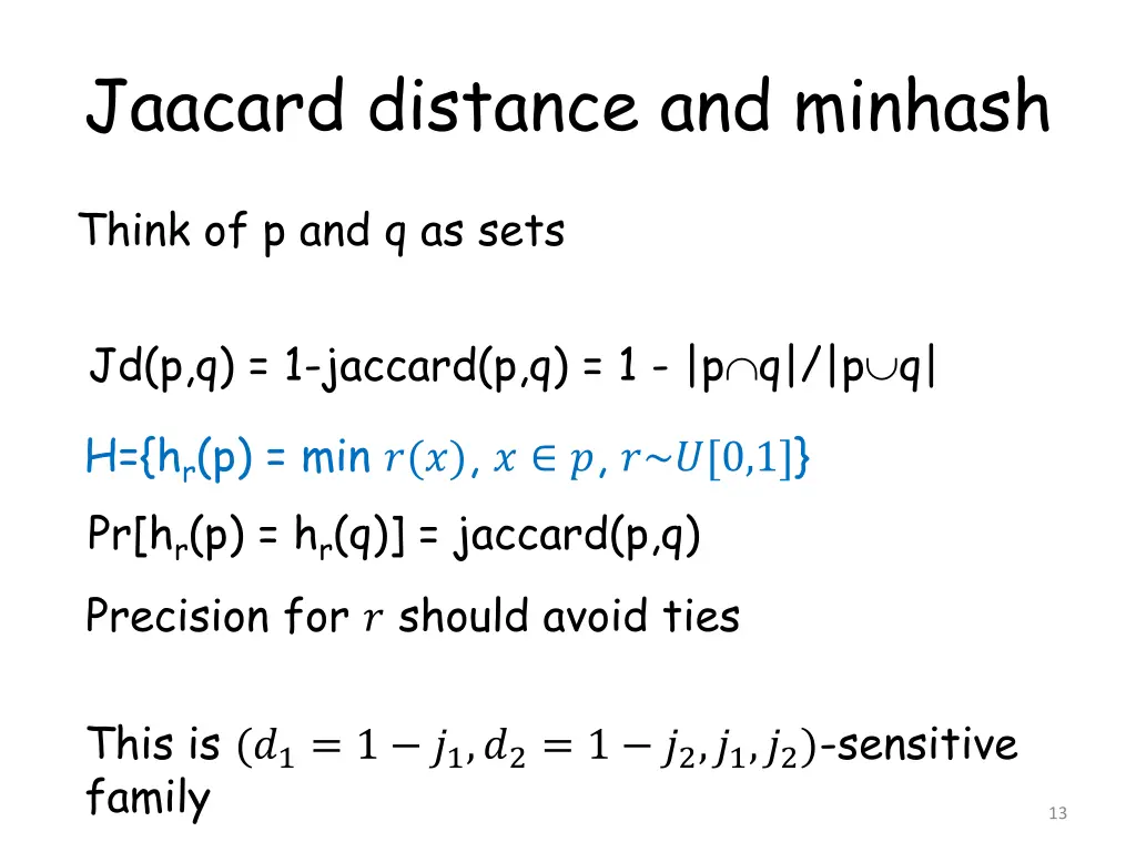 jaacard distance and minhash