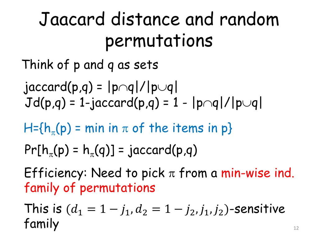 jaacard distance and random permutations think