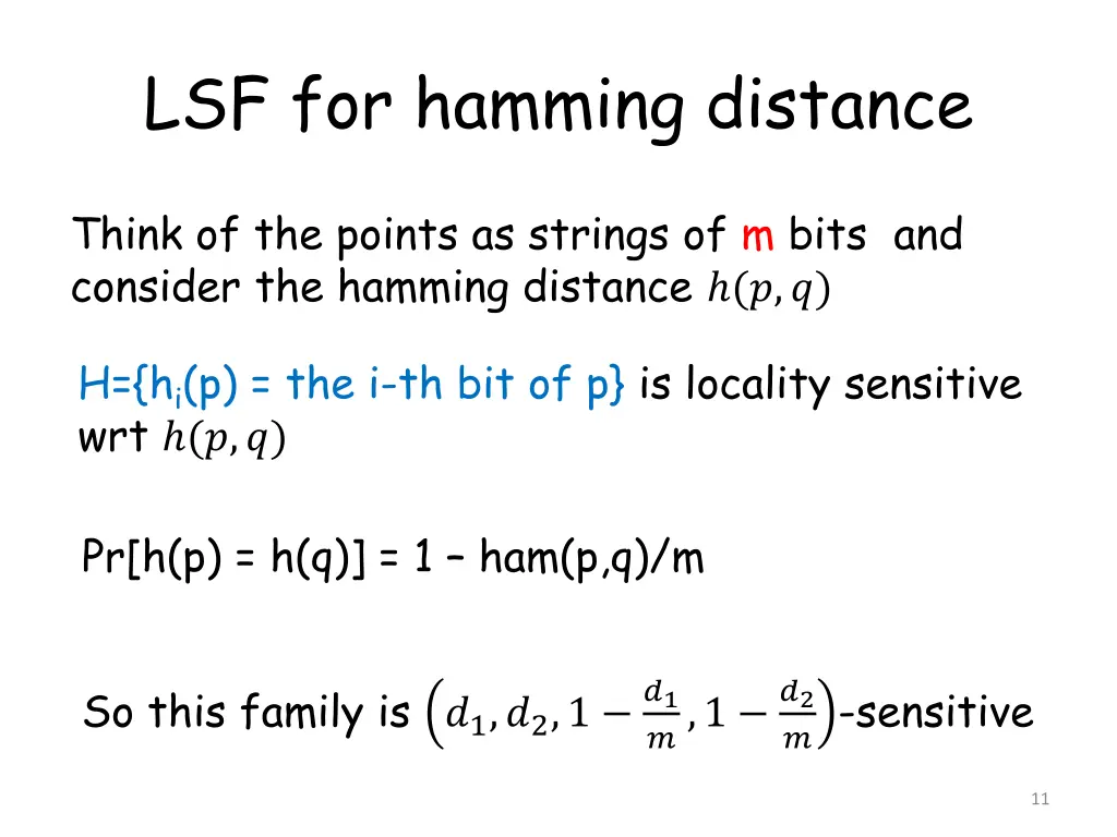 lsf for hamming distance