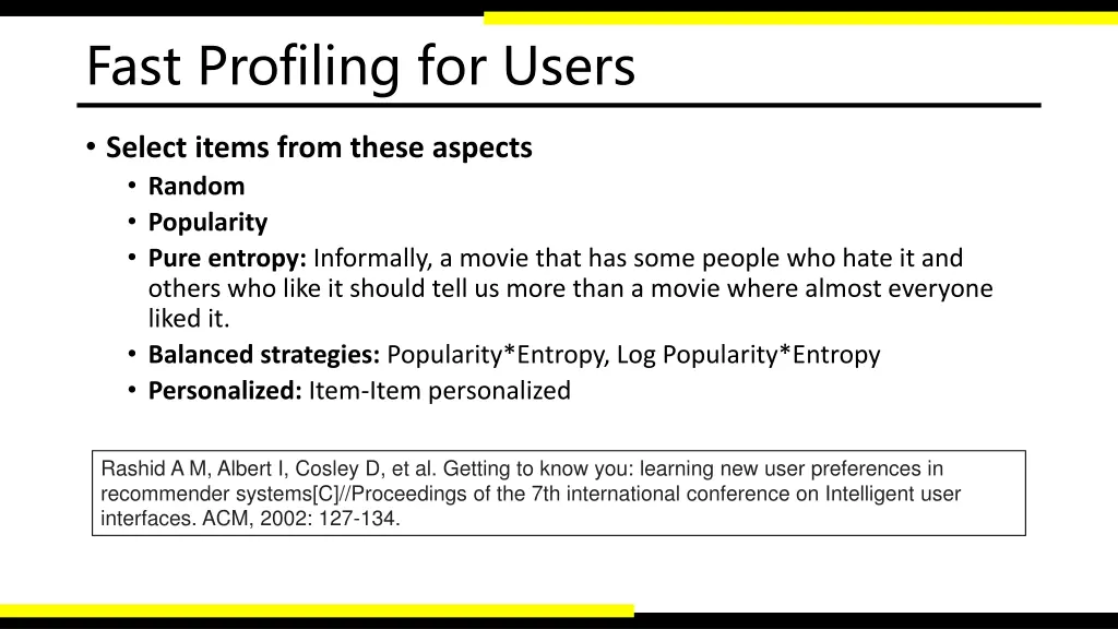 fast profiling for users