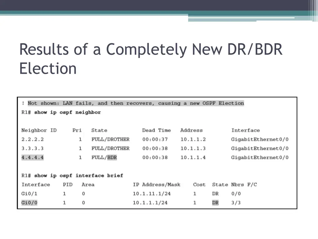 results of a completely new dr bdr election