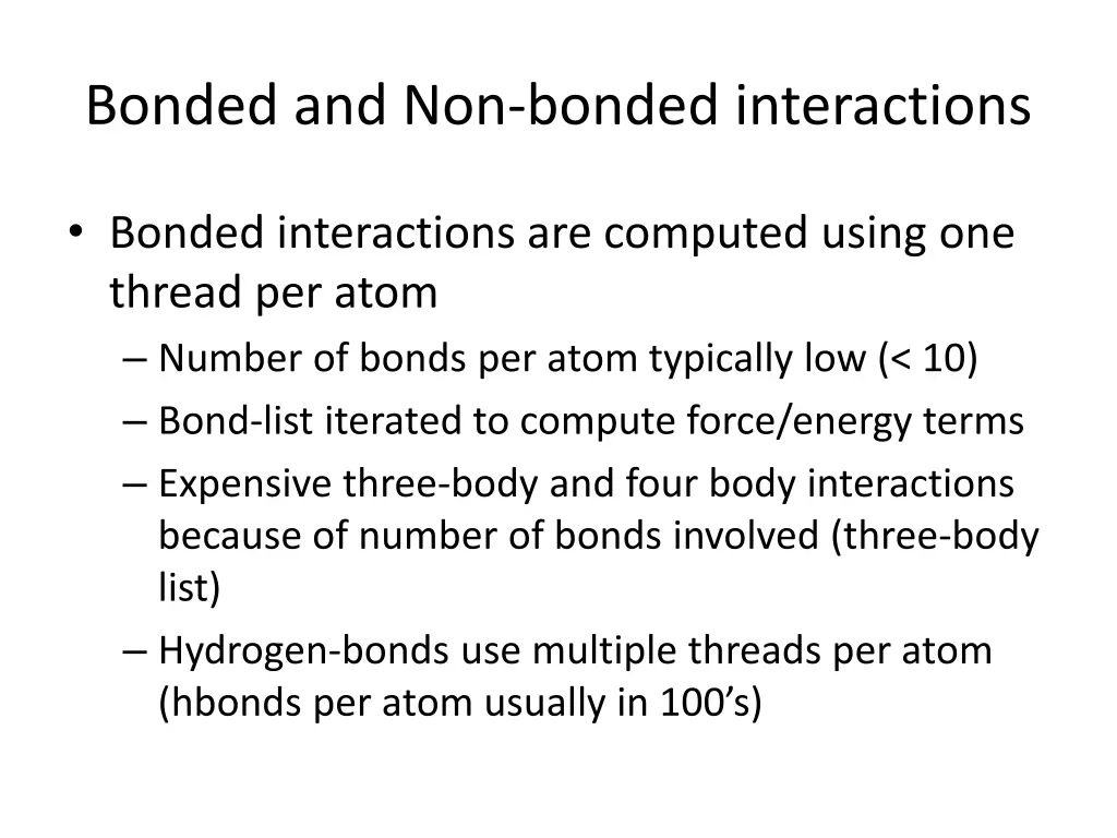 bonded and non bonded interactions