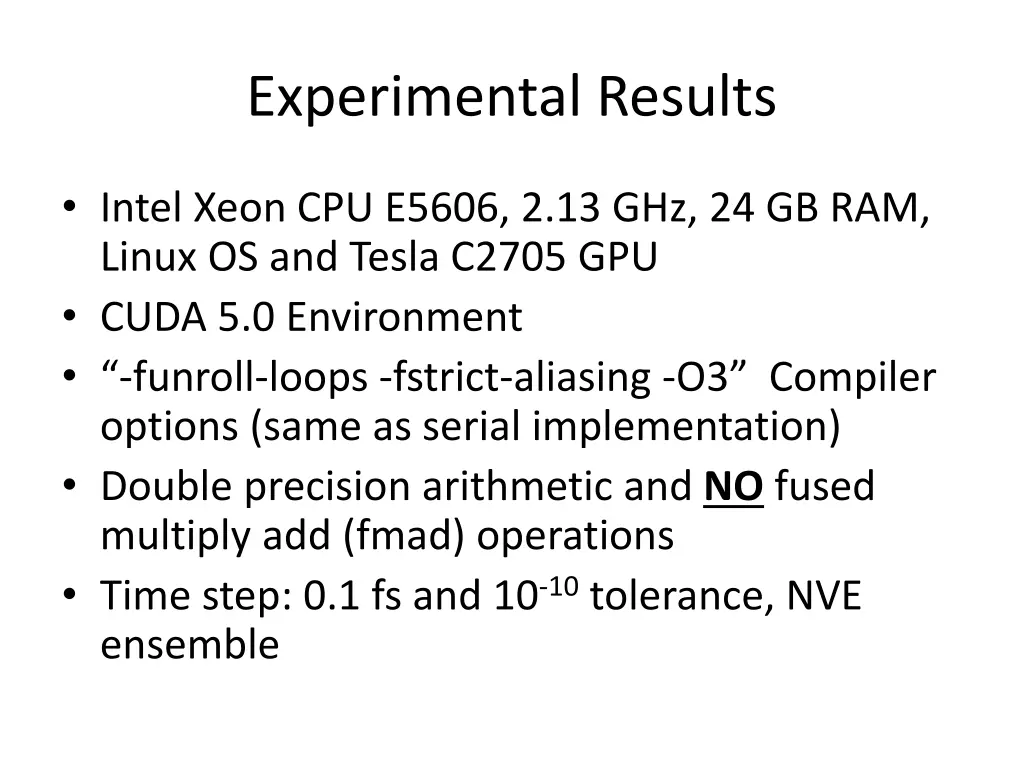 experimental results