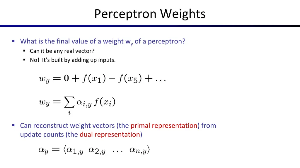 perceptron weights