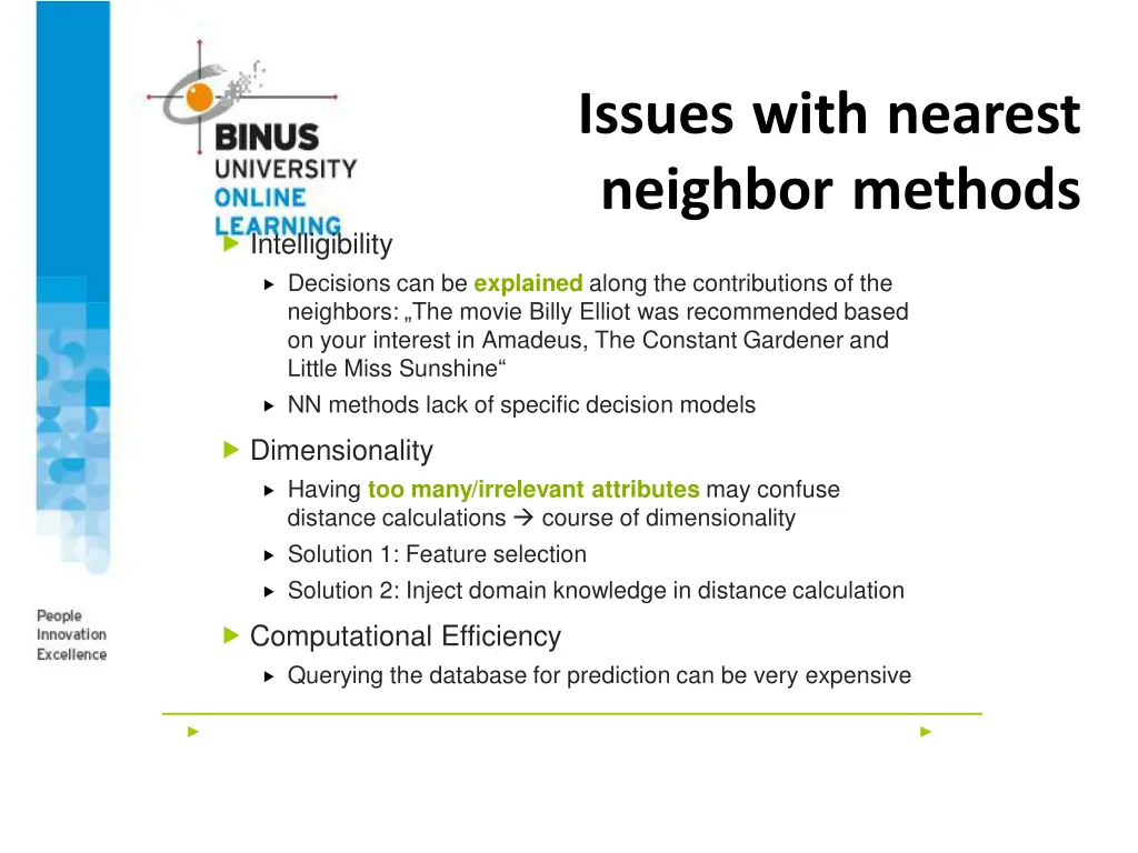 issues with nearest neighbor methods