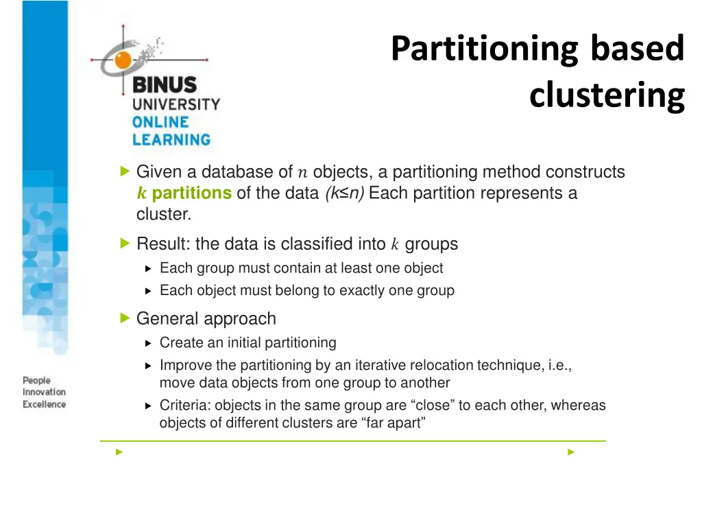 partitioning based clustering