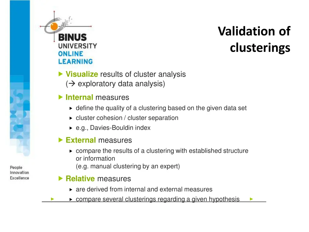 validation of clusterings