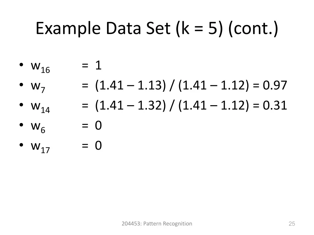 example data set k 5 cont 1