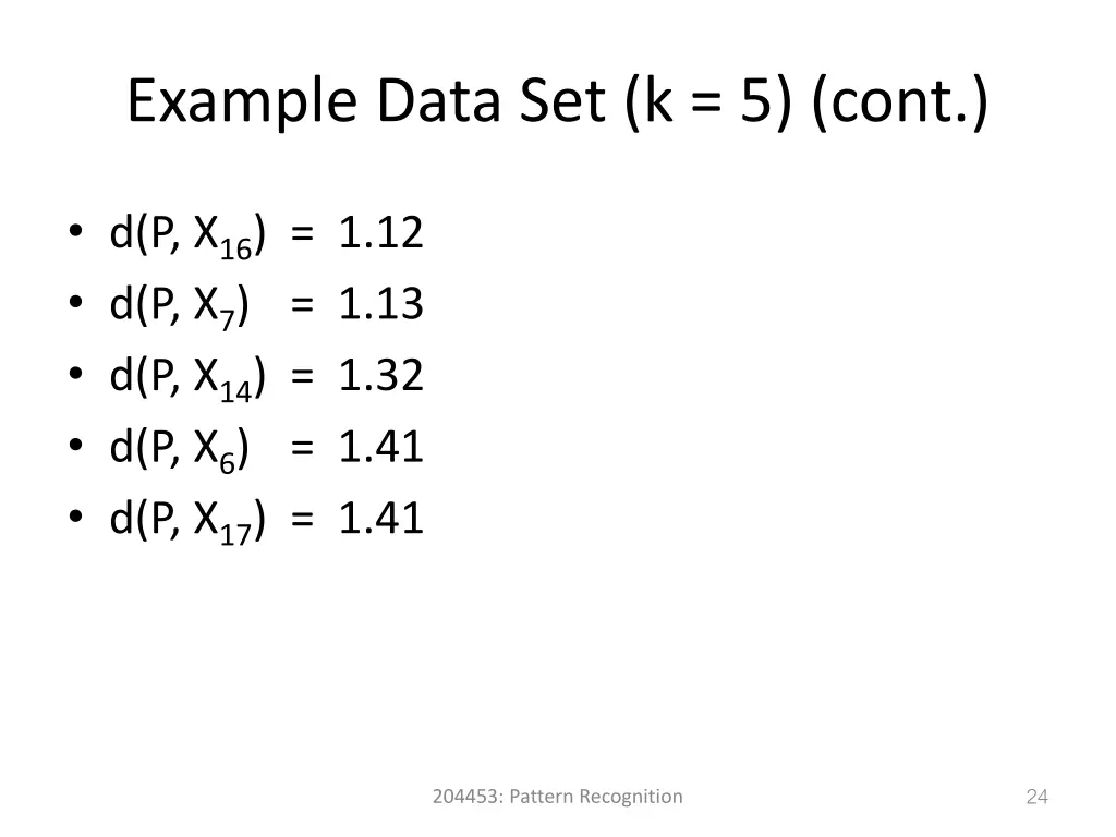 example data set k 5 cont