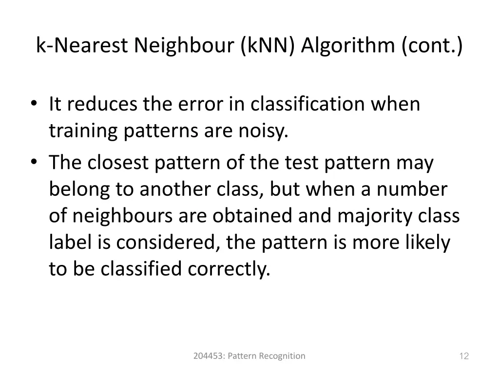 k nearest neighbour knn algorithm cont