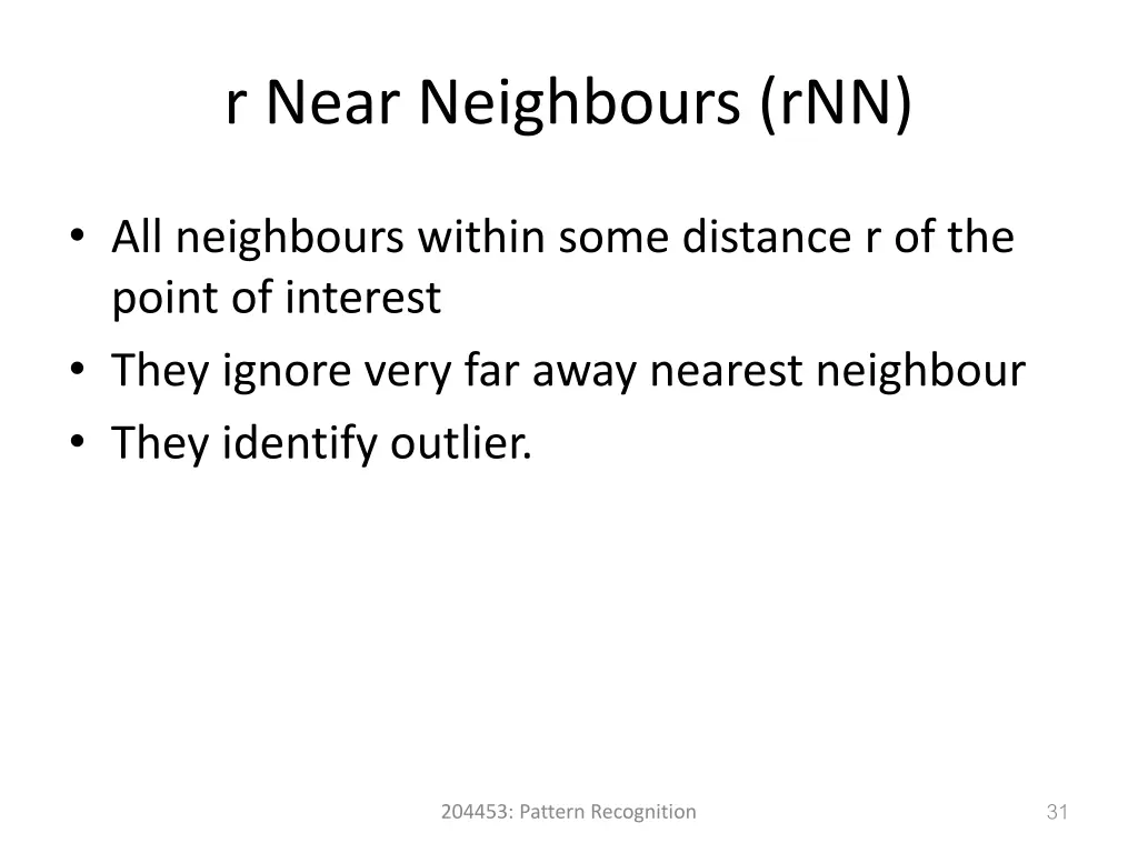 r near neighbours rnn