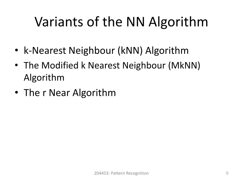 variants of the nn algorithm