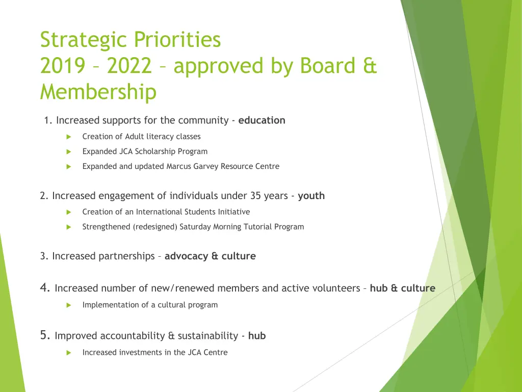 strategic priorities 2019 2022 approved by board