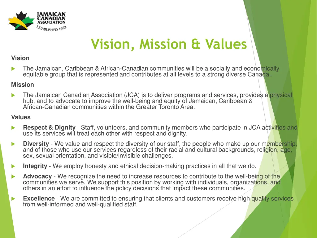 vision mission values